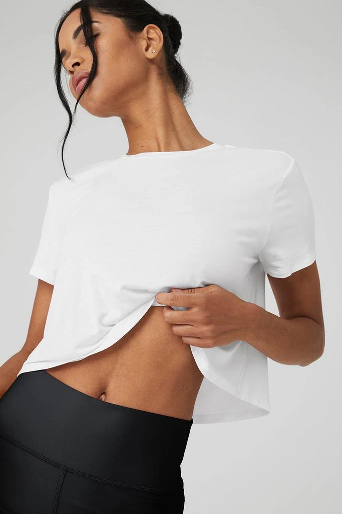 Alo Yoga Cropped All Day Short Sleeve - White 4