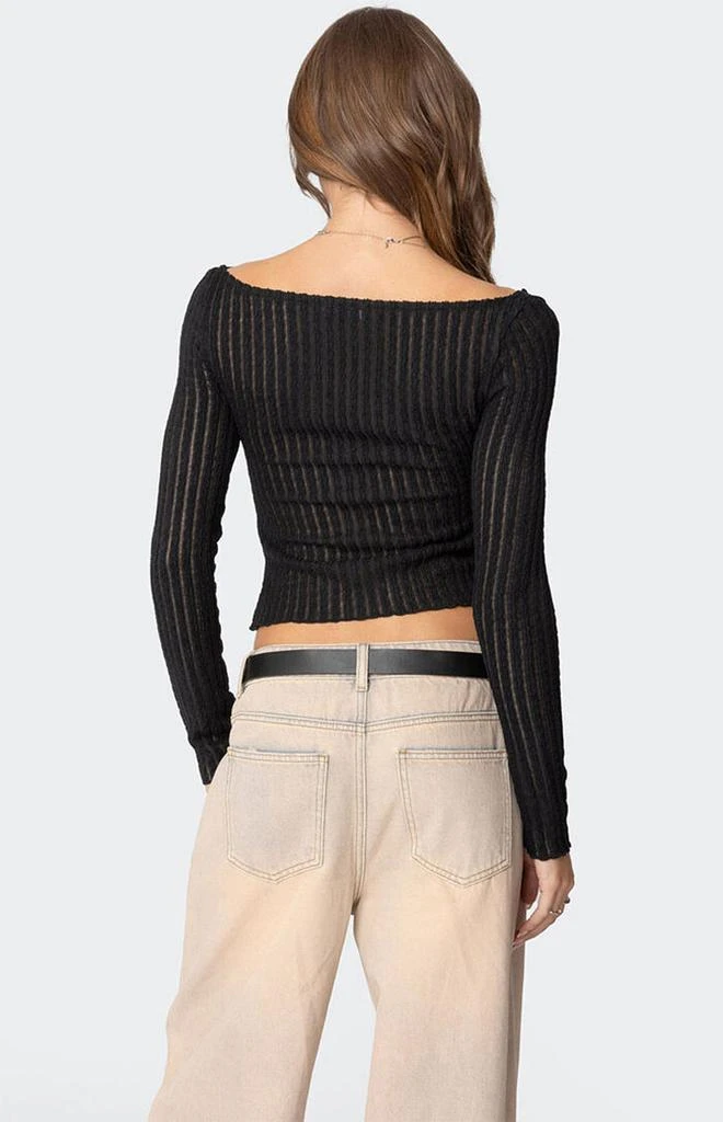 Edikted Textured Sheer Boat Neck Top 4