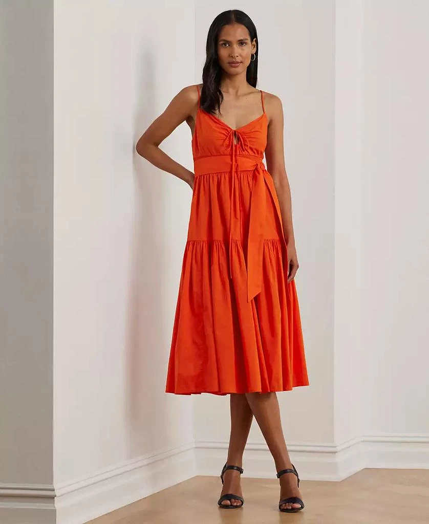 Ralph Lauren Women's Belted Cotton Voile Sleeveless Dress 1