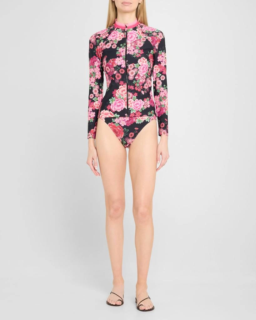 Johnny Was Blum Long-Sleeve Rashguard Swim Top 2