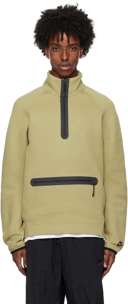 NIKE Khaki Sportswear Tech Half-Zip Sweatshirt 1