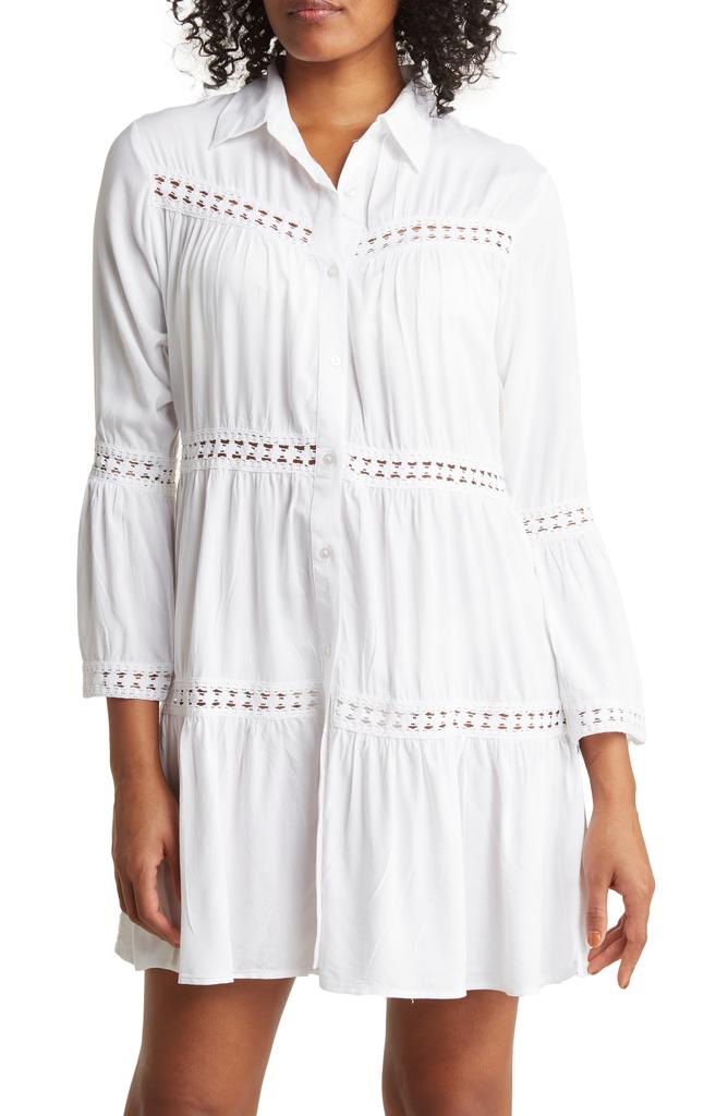 BOHO ME Lace Stripe Bell Sleeve Dress