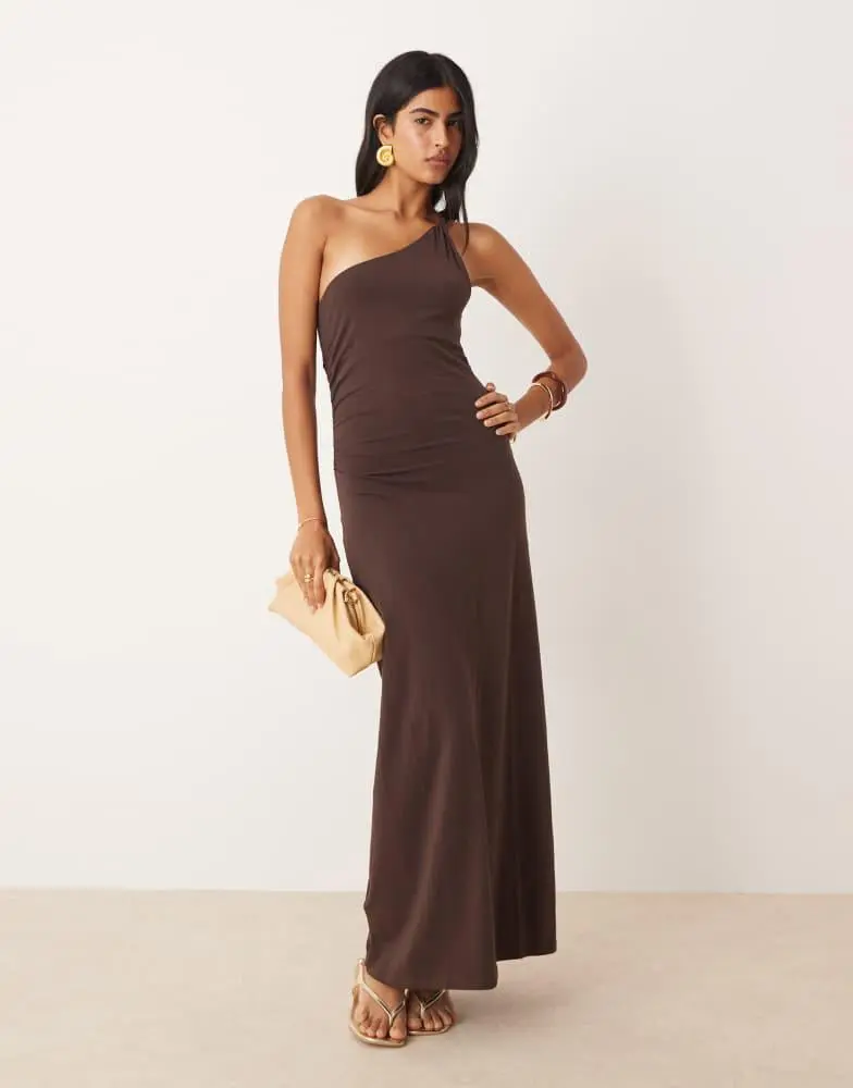 Mango Mango one shouder twisted strap detail maxi dress in chocolate brown - Dresses & Skirts - BeyondStyle Mango Mango one shouder twisted strap detail maxi dress in chocolate brown - Dresses & Skirts - BeyondStyle