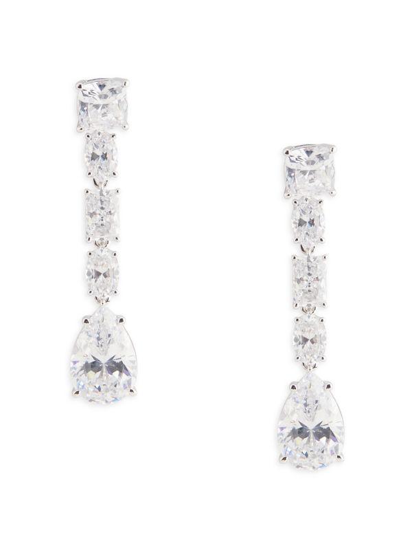Nadri ​Shine On Rhodium-Plated Cubic Zirconia Linear Drop Earrings