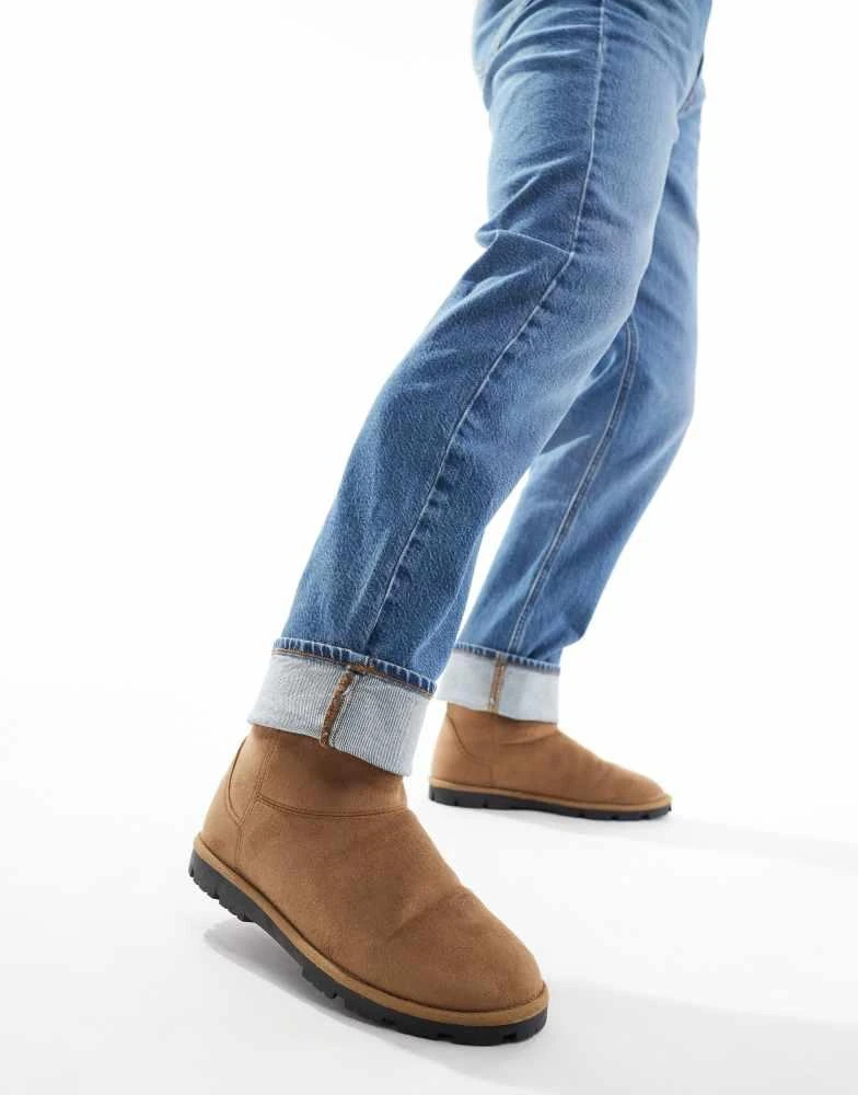 ASOS ASOS DESIGN slipper boots in tan faux suede 3