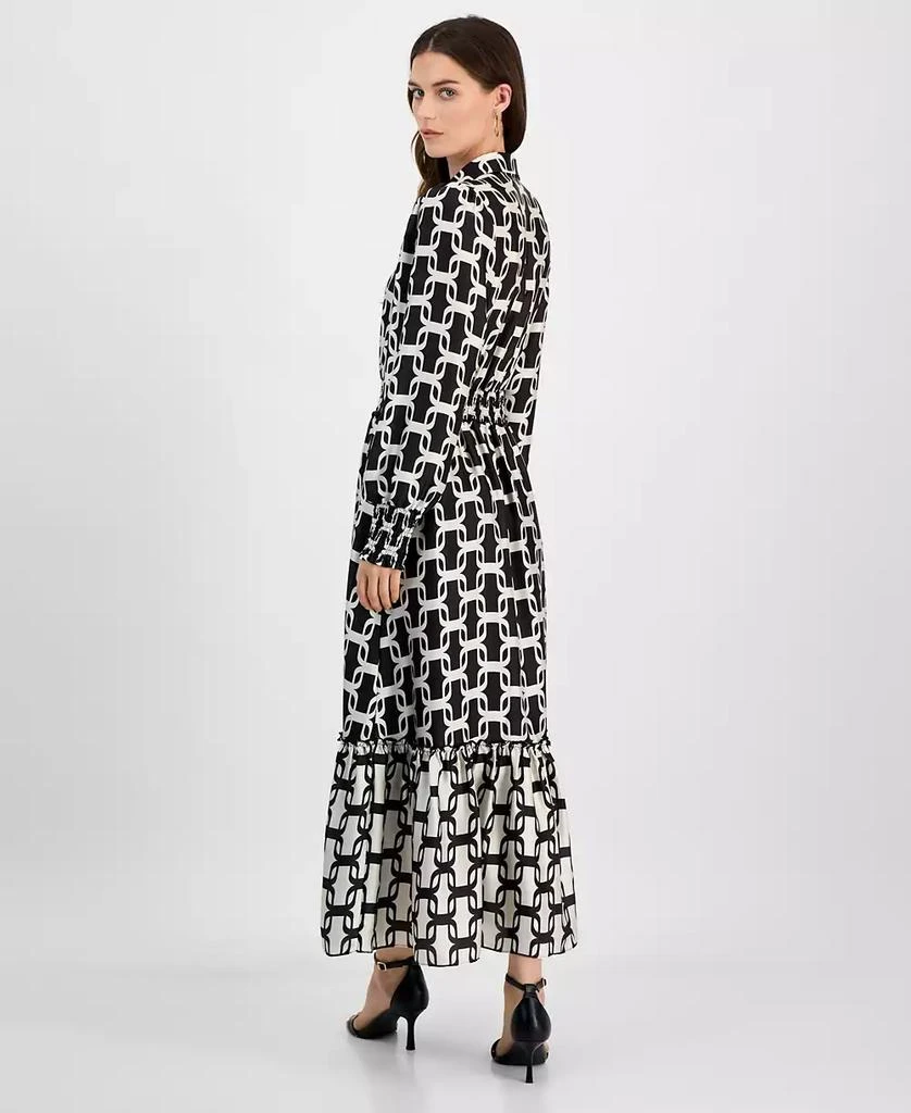 Tahari Women's Border-Print Smocked-Waist Maxi Dress 5