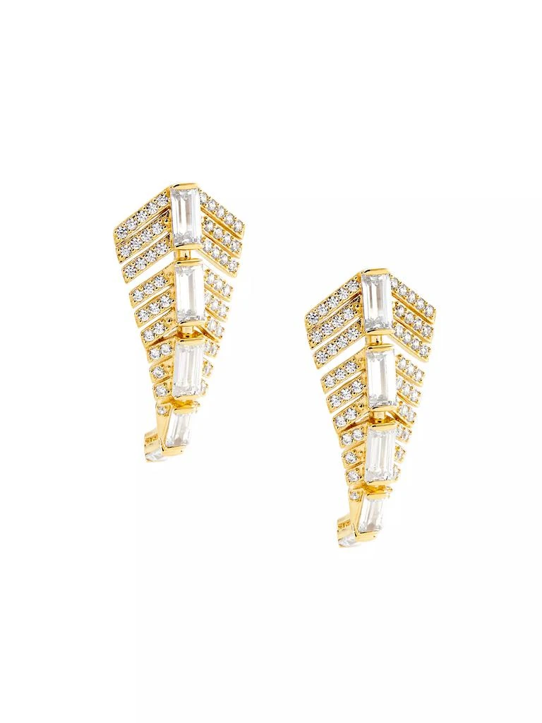 Adriana Orsini Naomi 18K Gold-Plate & Cubic Zirconia Deco J-Hoop Earrings 1