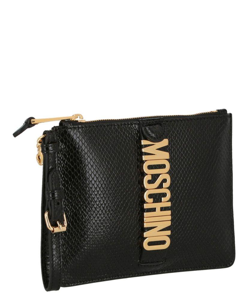 Moschino Moschino Logo Leather Clutch Bag