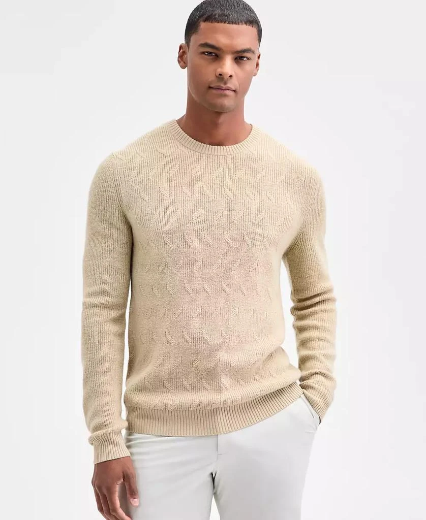 Alfani Men's Long Sleeve Merino Basket Weave Crewneck Sweater, Macy's Exclusive 1