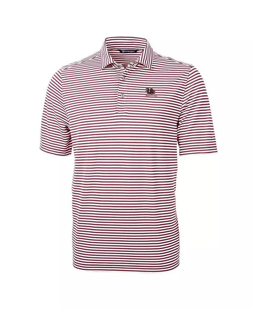 Cutter & Buck Men's Garnet South Carolina Gamecocks Vault DryTec Virtue Eco Pique Stripe Polo 3