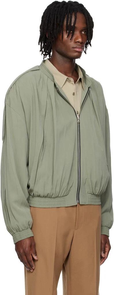 Recto Khaki 80s Tucked Detail Disco Bomber Jacket 2