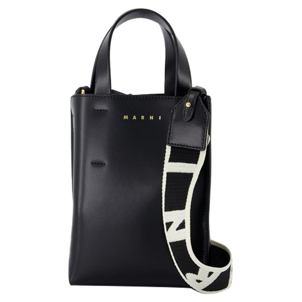 トートバッグ Museo Nano Shopper Bag - Marni - Leather - Black MUSEO nano bag in black leather | Marni