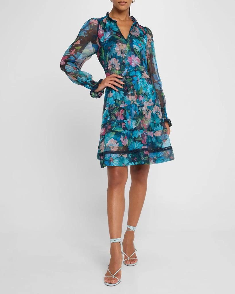 Johnny Was Maryah Tiered Floral-Print Chiffon Dress 4
