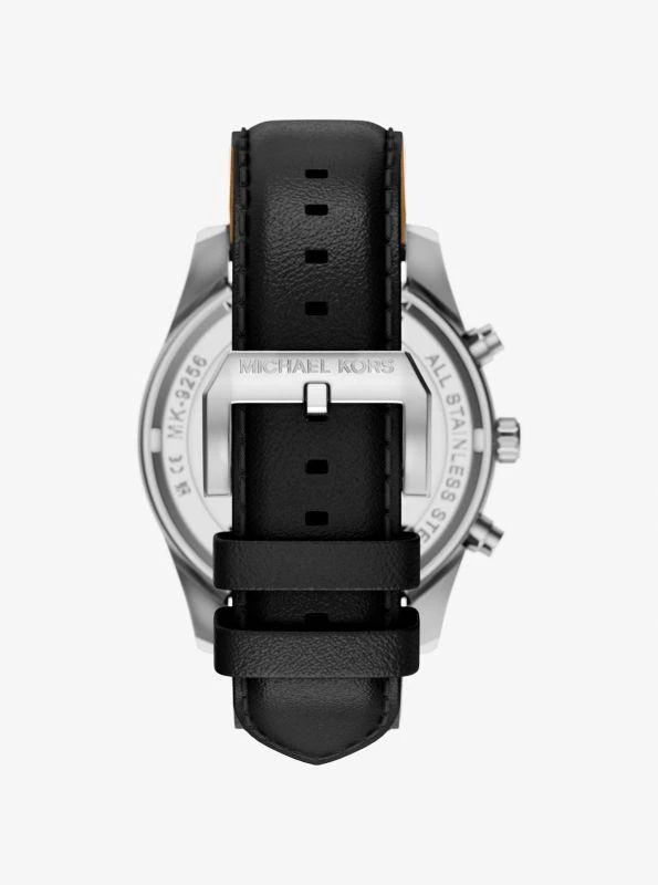 Michael Kors Oversized Lexington Silver-Tone and Leather Watch 3