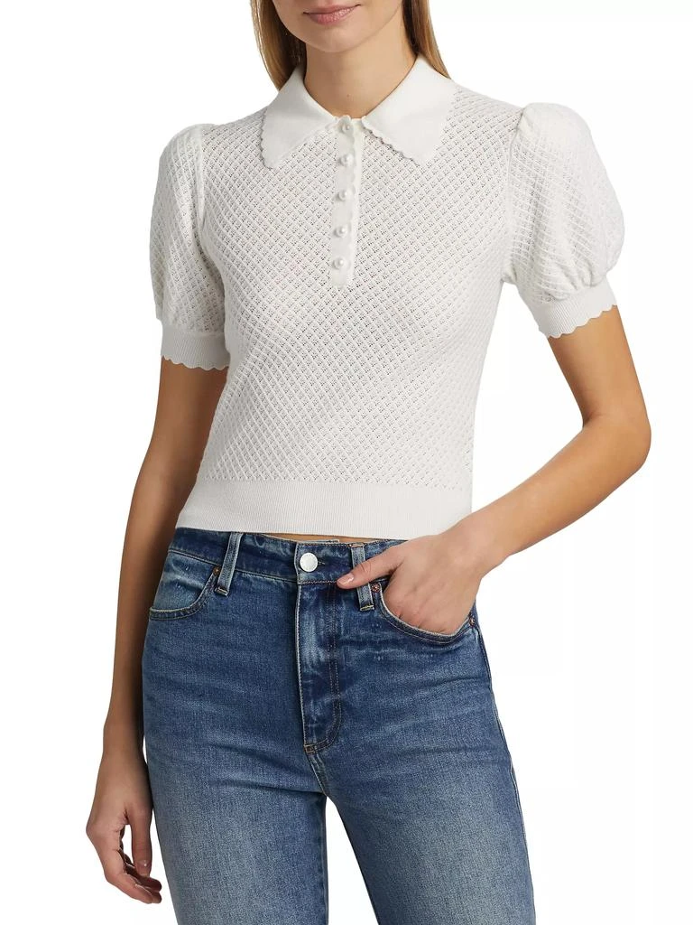 Alice + Olivia Ramona Pointelle Polo Shirt 3