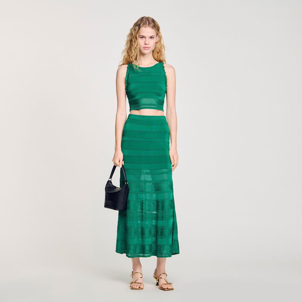 Sandro Long decorative knit skirt