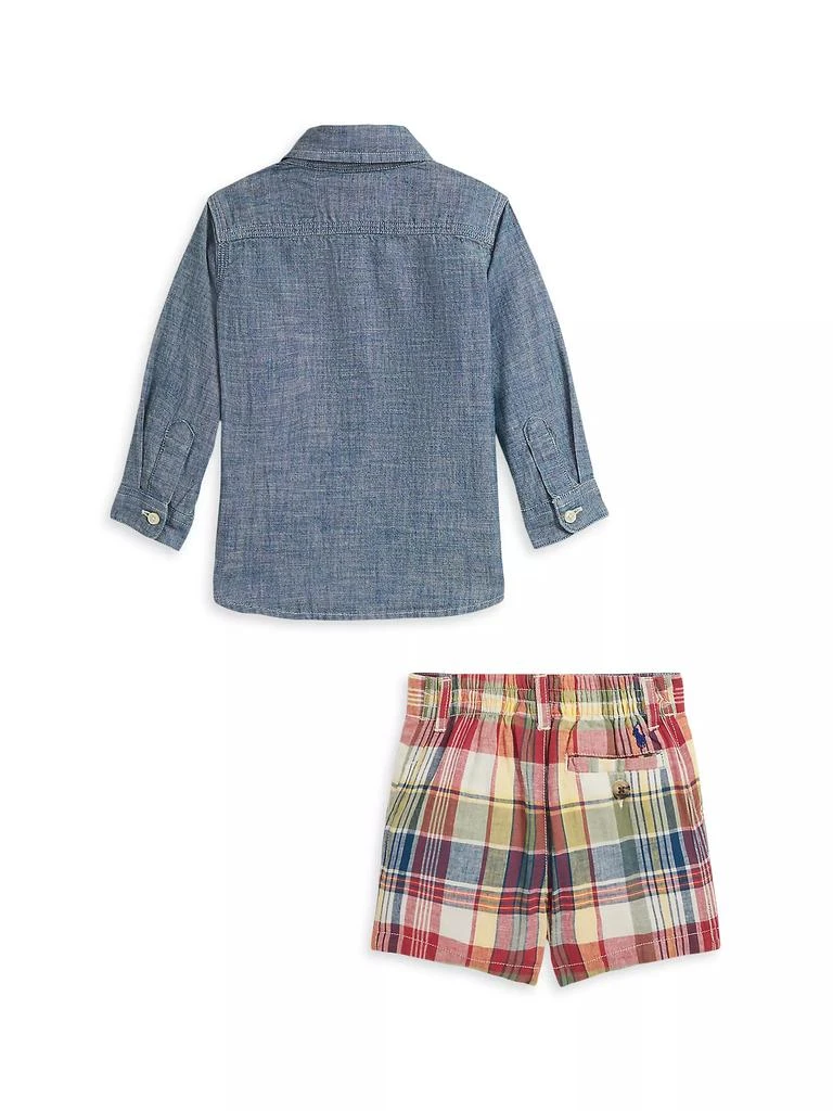 Ralph Lauren Baby Boy's 2-Piece Chambray Shirt & Plaid Shorts Set 2