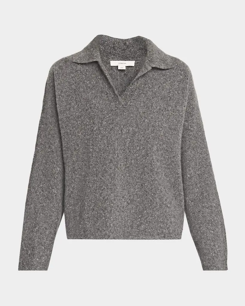 Vince Donegal Plush Cashmere Dolman-Sleeve Polo Sweater