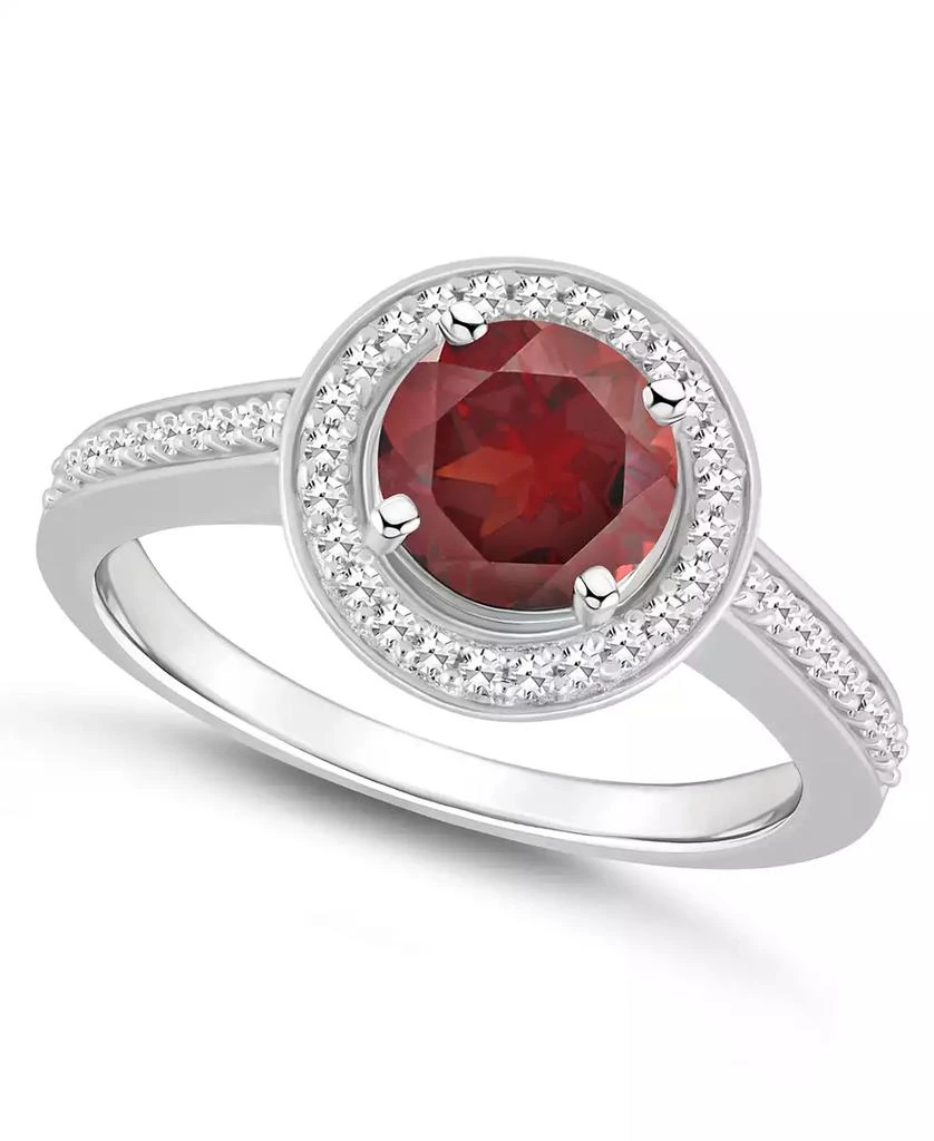 Macy's Garnet (1-2/3 ct. t.w.) and Diamond (1/5 ct. t.w.) Halo Ring in Sterling Silver 1