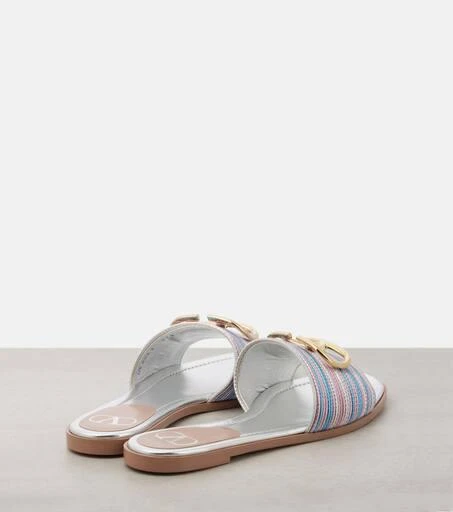 Valentino VLogo metallic leather slides 2