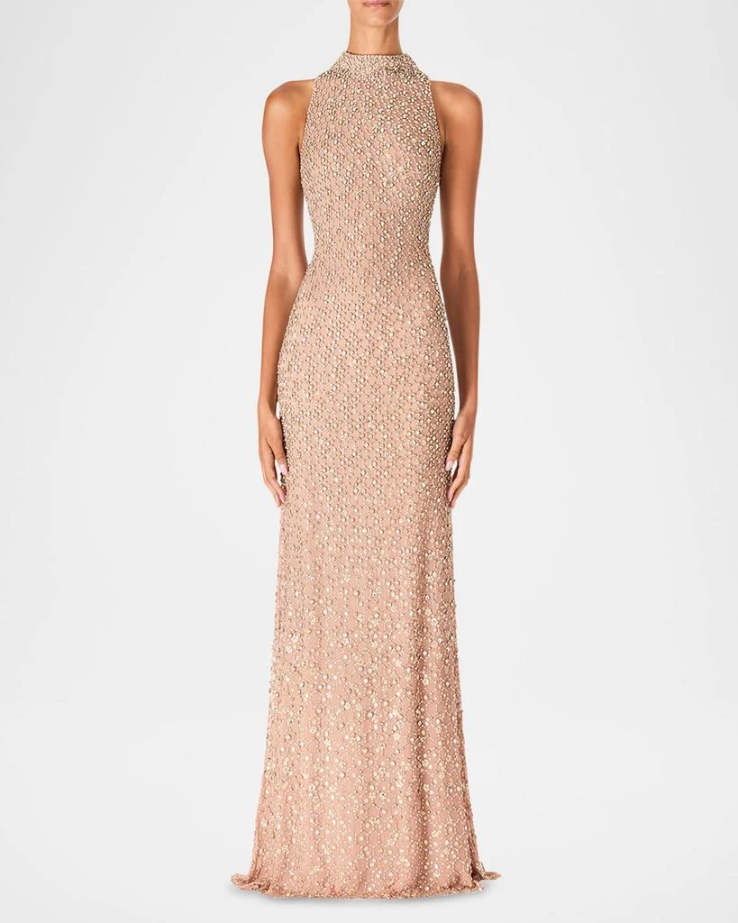 Jenny Packham Juno Crystal Mock-Neck Sleeveless Gown 2