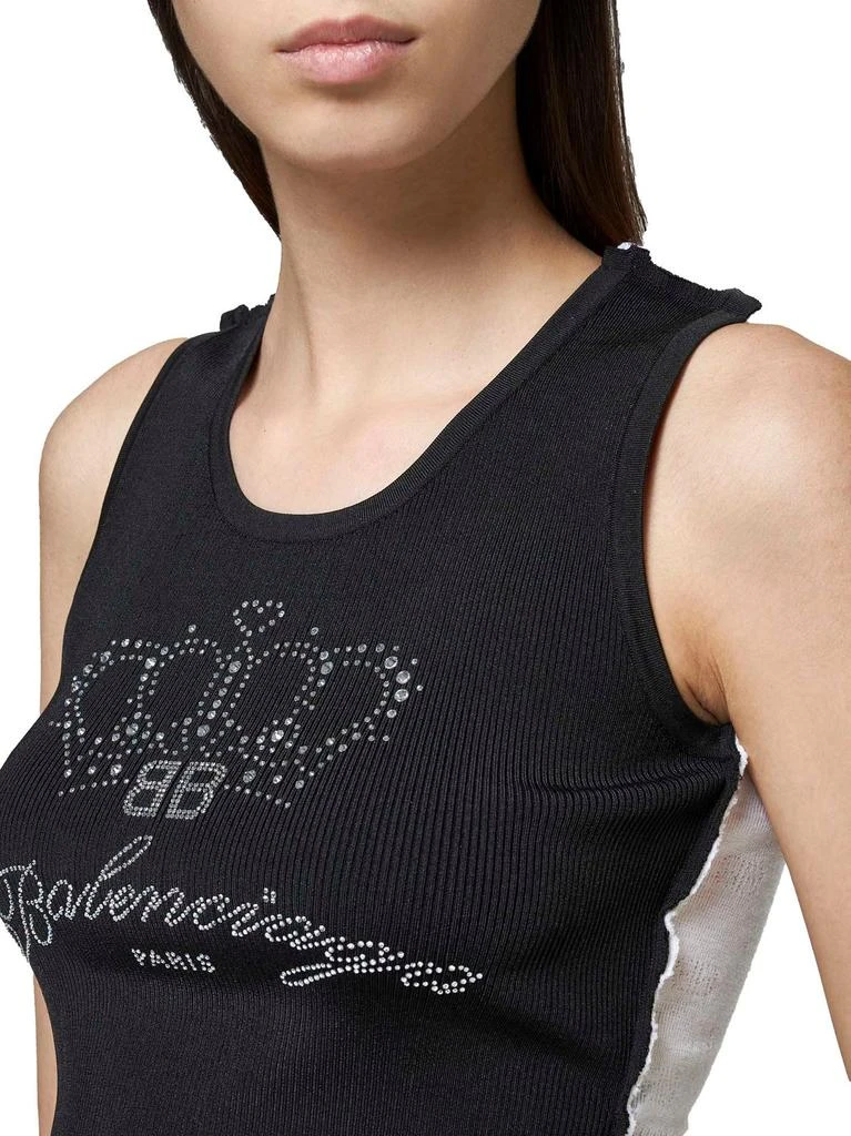 Balenciaga Balenciaga Logo  Rhinestone Embellished Tank Top 4