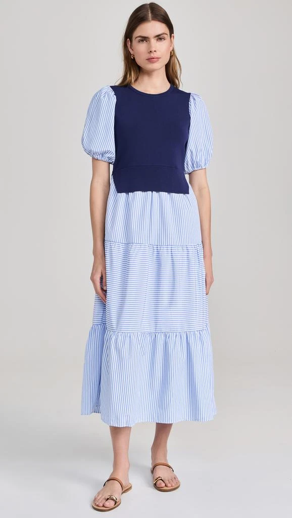 English Factory Striped Mixed Media Dress 1