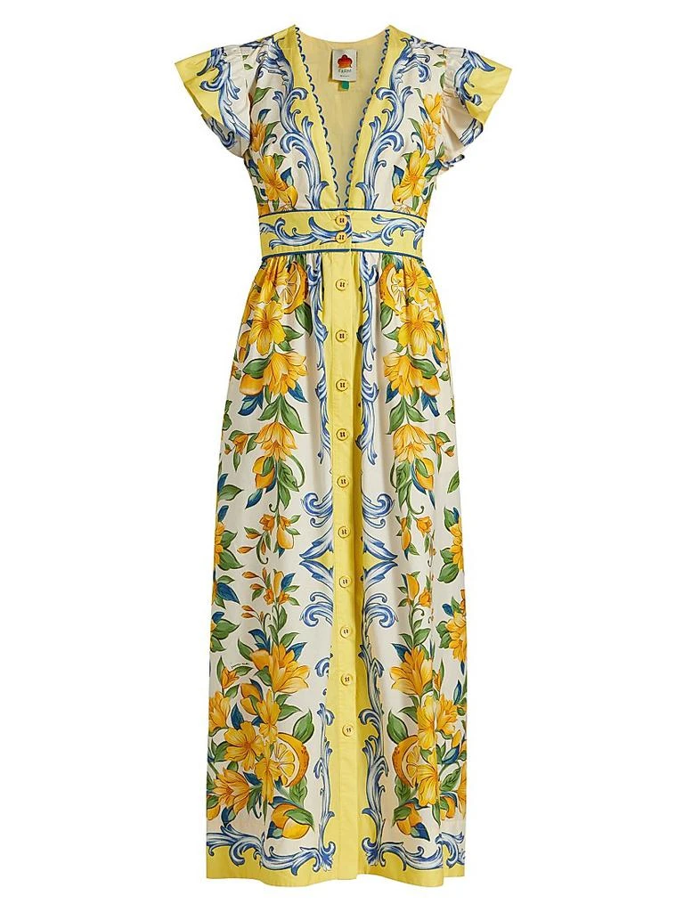FARM Rio Sicily Scarf Print Cotton Maxi Dress in Off-White at Nordstrom, Size X-Small