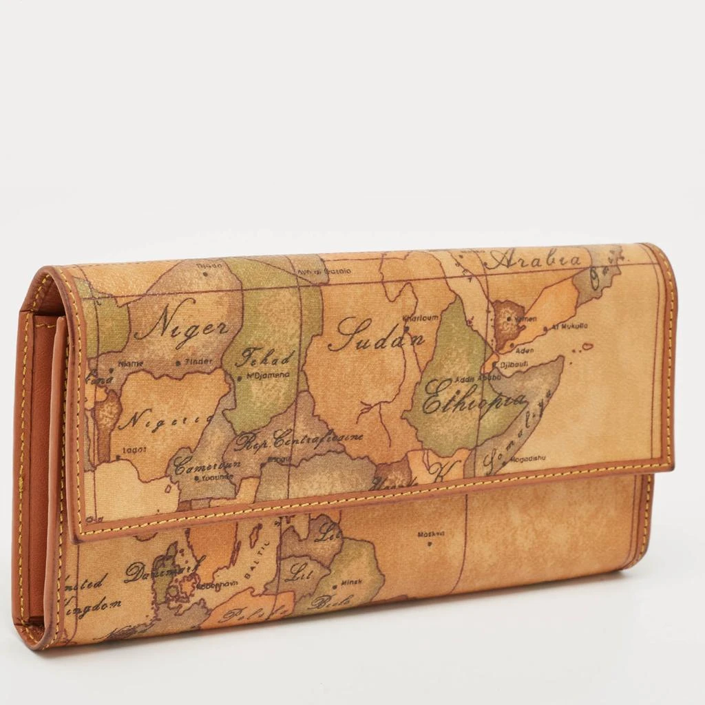 Alviero Martini Alviero Martini 1A Classe Tan Geo Print Coated Canvas and Leather Flap Continental Wallet 4