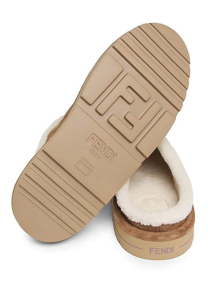 Fendi Suede Shearling-Lined Sabot Mules 6