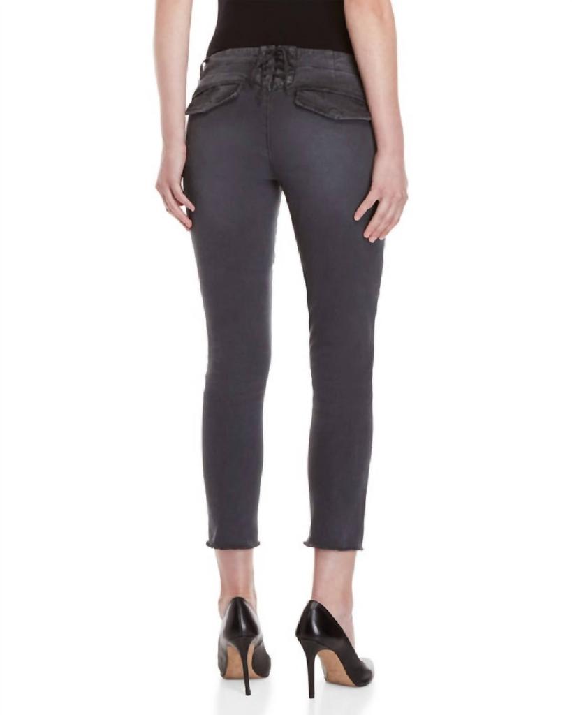 Pam & Gela Pam & Gela - Twill Raw Hem With Distressed Lace-Up Detail Crop Pants