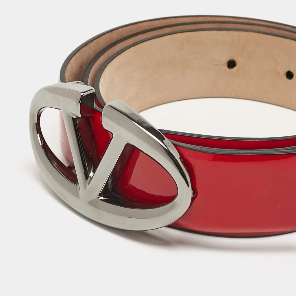 Valentino Valentino Red Patent Leather VLogo Buckle Belt 85 CM 4