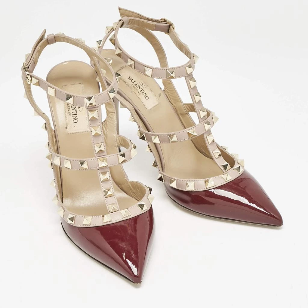 Valentino Valentino Burgundy Patent Leather Rockstud Ankle Strap Pumps Size 38 4