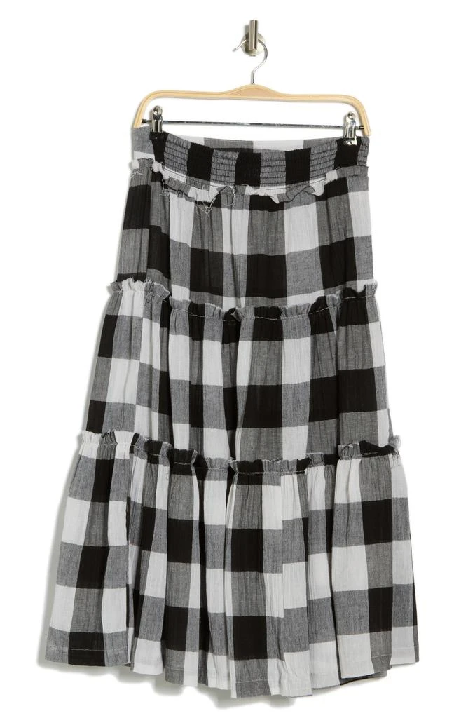 ASOS Gingham Tiered Cotton Maxi Skirt 4