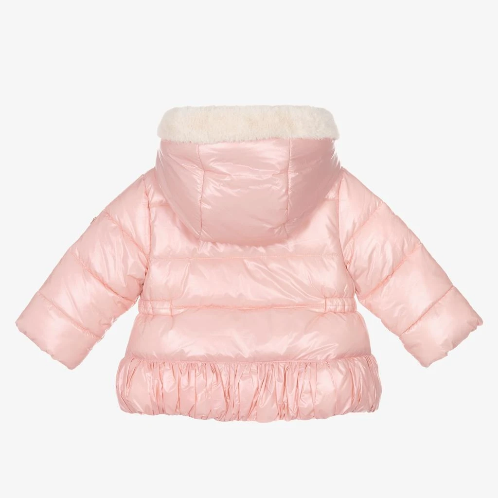 MAYORAL Pink Bow Hooded Puffer Jacket 3