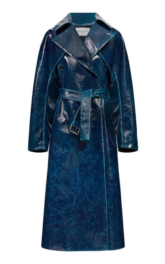 Alaïa ALAÏA - Lacquered Wool-Blend Trench Coat - Blue - FR 40 - Moda Operandi 1