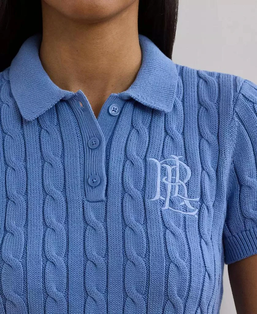 Ralph Lauren Petite Cable-Knit Cotton Polo Sweater 3