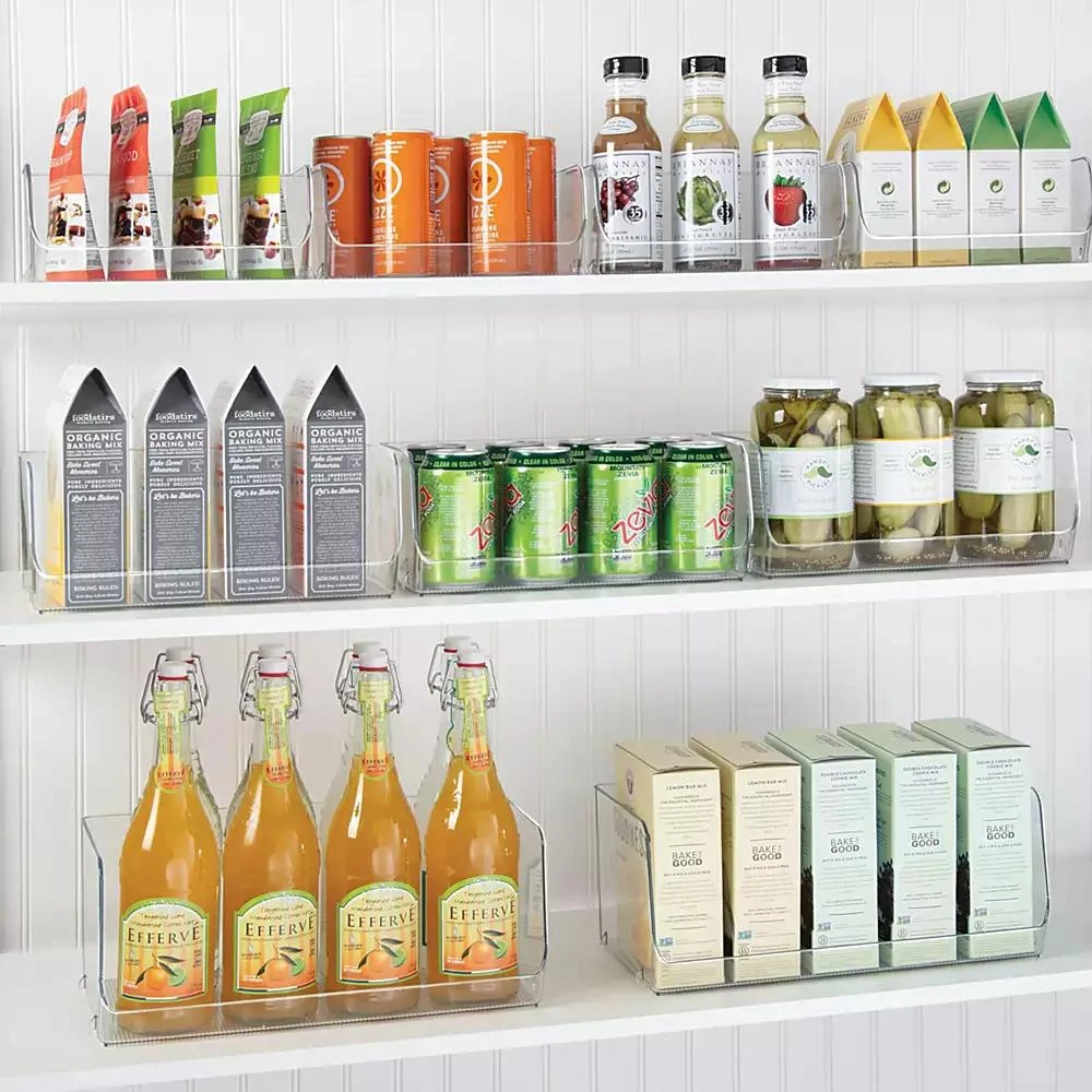 iDesign Wide Stackable Open-Front Storage Bins - Set of 3 - Clear - Made in USA 9