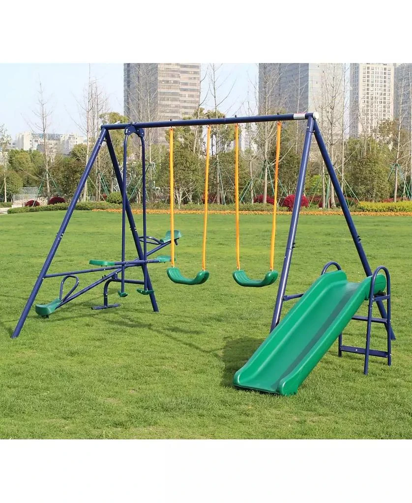 Streamdale Furniture Boys Metal Swing Set with Slide