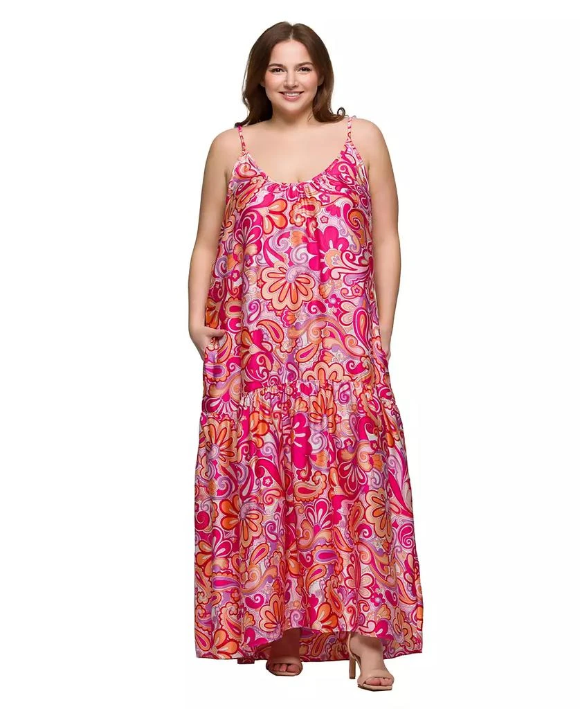 chinese dress ladies Full Size Leopard Print Spaghetti Strap Maxi Dress Plus Size Tan / M main image 1