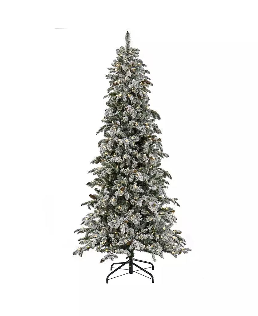 National Tree Company 7.5' Pre-Lit Snowy Vintin Fir Tree with LED Lights