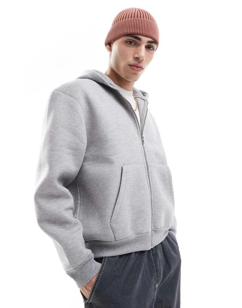 ASOS ASOS DESIGN heavyweight boxy oversized scuba hoodie in grey marl 1