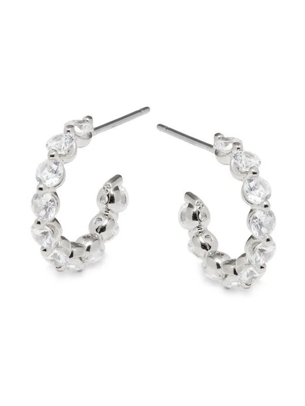 Nadri ​Bare Rhodium-Plated Brass & Cubic Zirconia Small Hoop Earrings 1