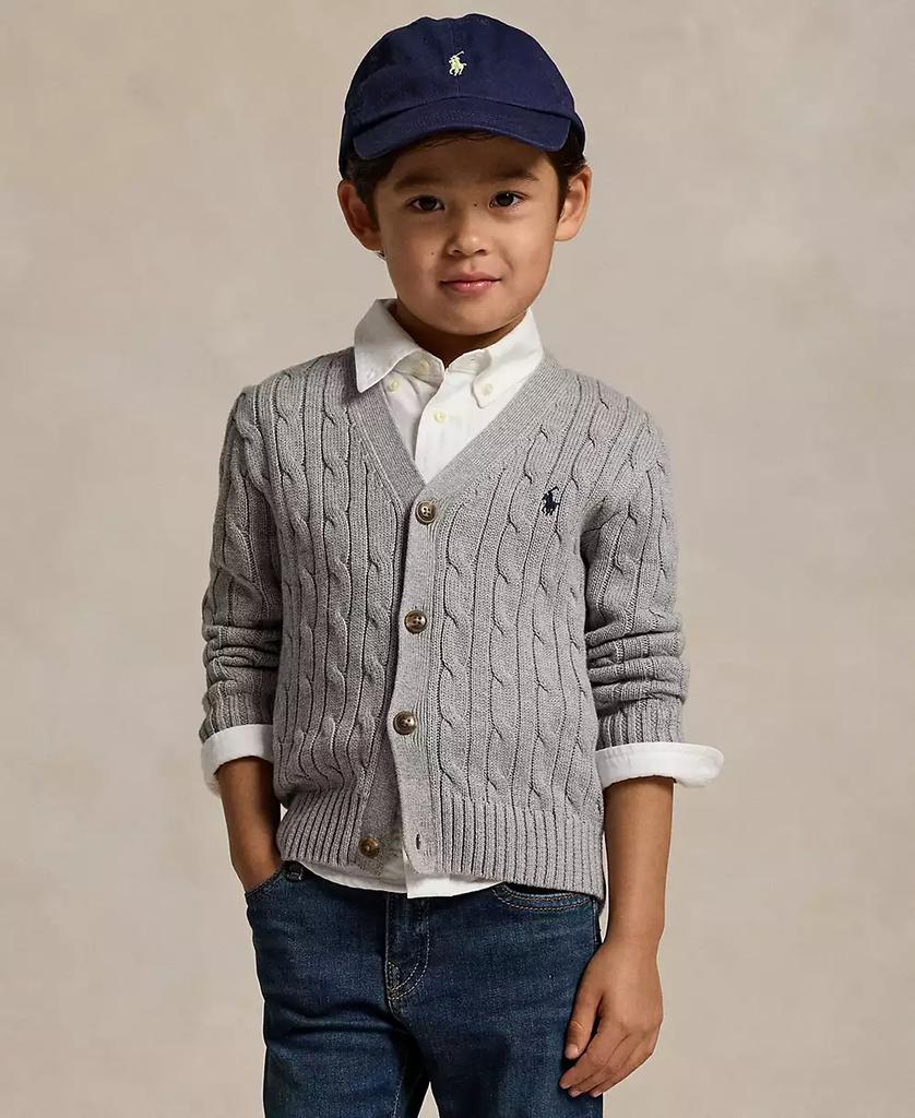 Ralph Lauren Toddler and Little Boys Cable-Knit Cotton V-Neck Cardigan Sweater