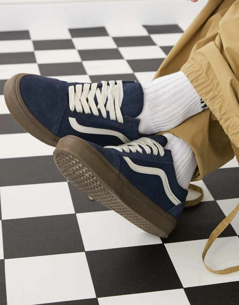 Vans Vans Old Skool heavy canvas trainers in two tone navy with gum sole 1
