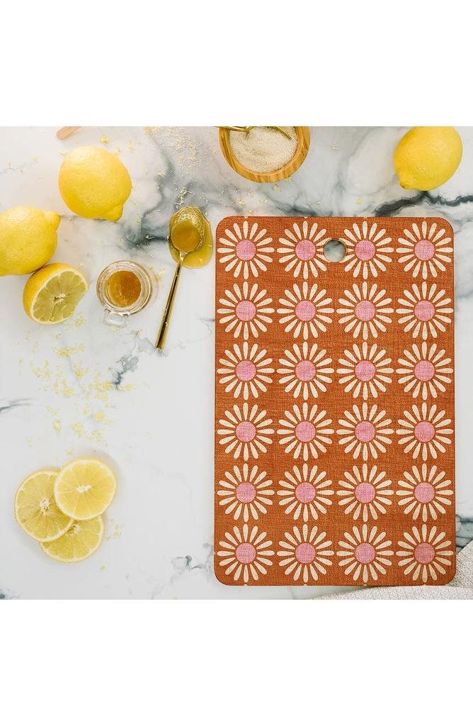 DENY Designs Schatzi Brown Retro Jumbo Daisy Orange Cutting Board