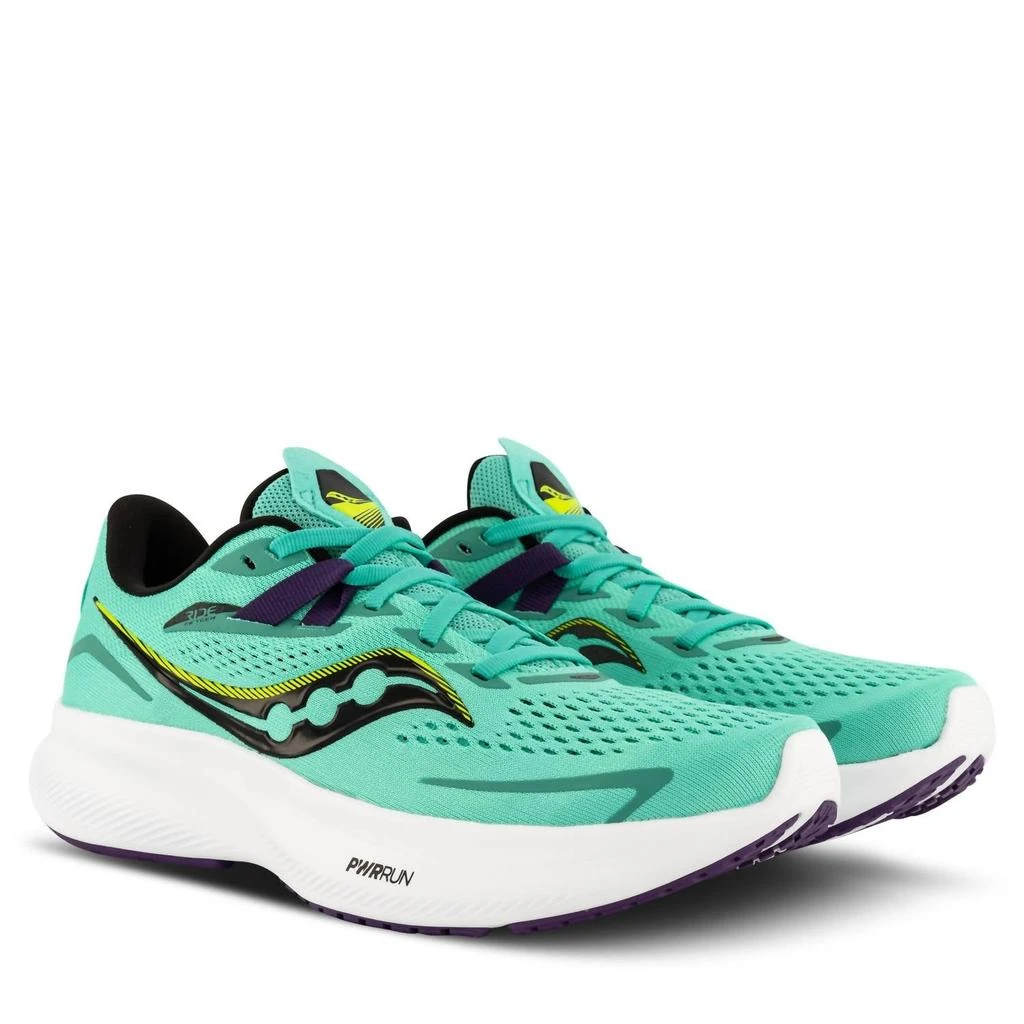 Saucony Women's Ride 15 Running Shoes In Cool Mint/acid 1