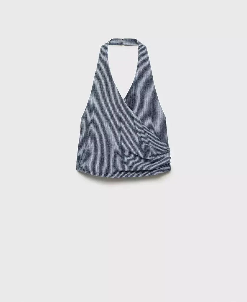 Mango Women
s Striped Crossover Denim Top 4