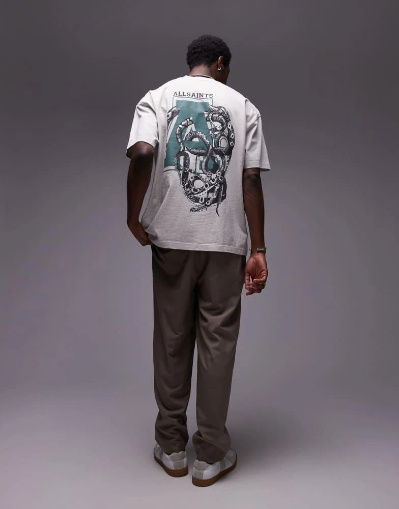 ALL SAINTS AllSaints Caduceus collegiate back graphic t-shirt in grey marl 4