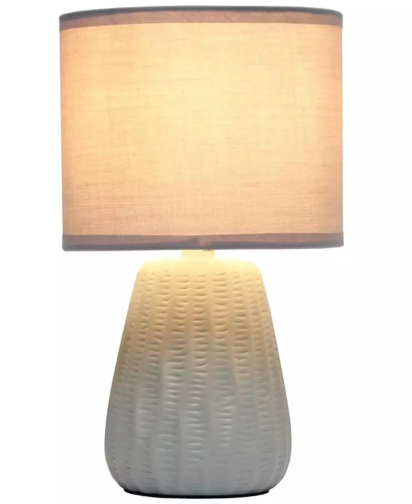 Simple Designs 11.02" Traditional Mini Modern Ceramic Texture Pastel Accent Bedside Table Desk Lamp with Matching Fabric Shade 52